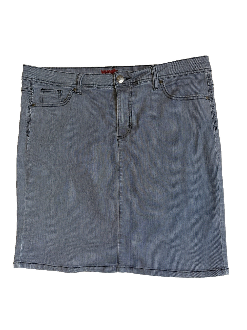 Wrangler Women’s Short Straight Skirt Size 16M Blue/white Micro Check Pockets